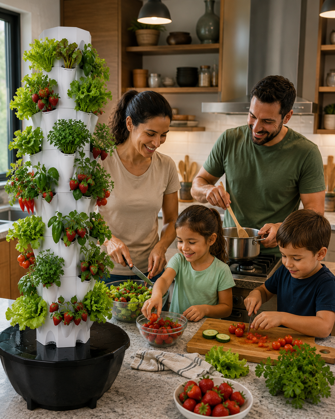 Família preparando refeição